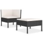 vidaXL Set muebles de jardín 2 piezas y cojines ratán sintético negro vidaXL Set muebles de jardín 2 piezas y cojines ratán sintético negro