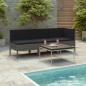 vidaXL Set de muebles de jardín 3 pzas y cojines ratán sintético gris vidaXL Set de muebles de jardín 3 pzas y cojines ratán sintético gris
