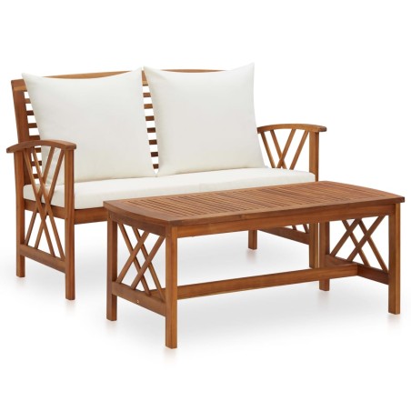 vidaXL Muebles de jardín 2 piezas con cojines madera maciza de acacia 