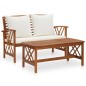 vidaXL Muebles de jardín 2 piezas con cojines madera maciza de acacia 