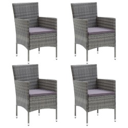 vidaXL Sillas de comedor para jardín 4 unidades ratán sintético gris