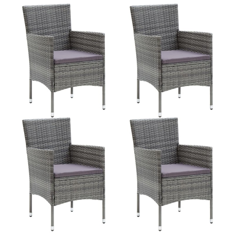 vidaXL Sillas de comedor para jardín 4 unidades ratán sintético gris vidaXL Sillas de comedor para jardín 4 unidades ratán sintético gris