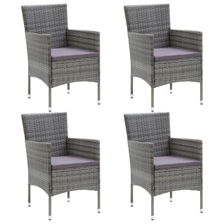 vidaXL Sillas de comedor para jardín 4 unidades ratán sintético gris