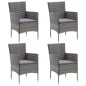 vidaXL Sillas de comedor para jardín 4 unidades ratán sintético gris vidaXL Sillas de comedor para jardín 4 unidades ratán sintético gris