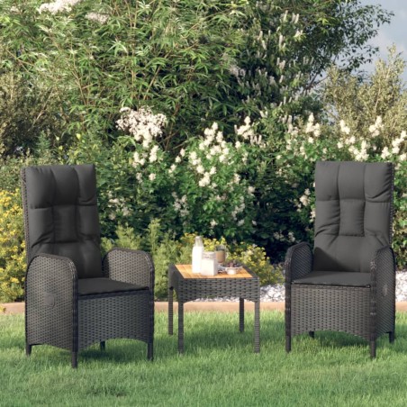 vidaXL Sillas de jardín 2 unidades ratán sintético negro