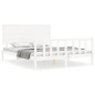 vidaXL Estructura de cama matrimonio con cabecero madera maciza blanco vidaXL Estructura de cama matrimonio con cabecero madera maciza blanco
