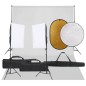 vidaXL Kit de estudio fotográfico con set de luces, fondo y reflector vidaXL Kit de estudio fotográfico con set de luces, fondo y reflector
