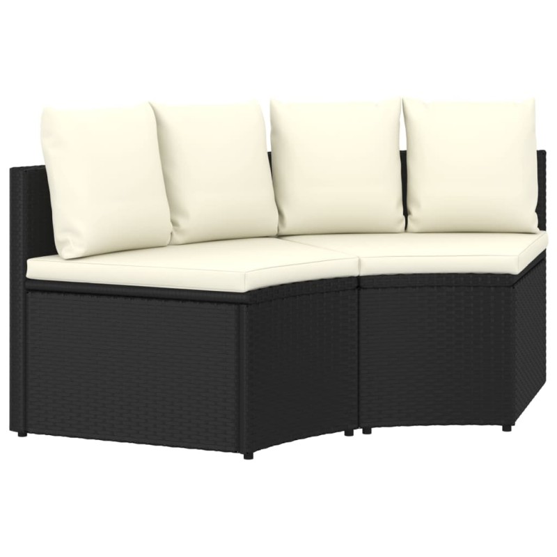 vidaXL Set de sofás de jardín 2 piezas y cojines ratán sintético negro vidaXL Set de sofás de jardín 2 piezas y cojines ratán sintético negro