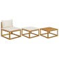 vidaXL Muebles de jardín 3 pzas cojines crema madera maciza de acacia vidaXL Muebles de jardín 3 pzas cojines crema madera maciza de acacia
