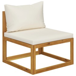 vidaXL Juego de sofá 2 pzas con cojines blanco crema madera de acacia 