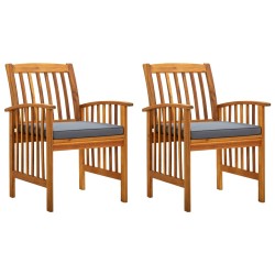vidaXL Sillas de comedor jardín 2 uds con cojines madera maciza acacia