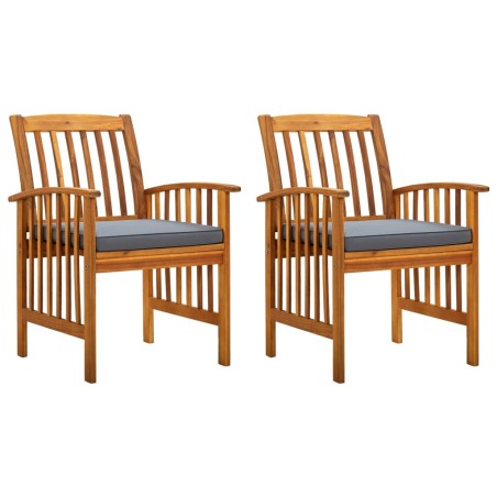 vidaXL Sillas de comedor jardín 2 uds con cojines madera maciza acacia