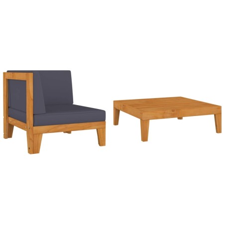 vidaXL Muebles de jardín 2 piezas con cojines madera maciza de acacia 