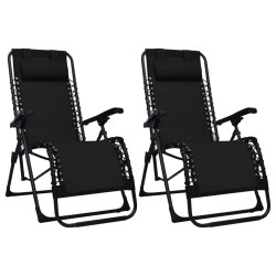 vidaXL Sillas plegables 2 unidades textilene negro