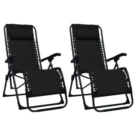 vidaXL Sillas plegables 2 unidades textilene negro