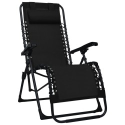 vidaXL Sillas plegables 2 unidades textilene negro
