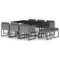 vidaXL Set de comedor para jardín 11 pzas cojines ratán sintético gris vidaXL Set de comedor para jardín 11 pzas cojines ratán sintético gris