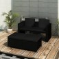 vidaXL Set de muebles de jardín 3 pzas y cojines ratán sintético negro vidaXL Set de muebles de jardín 3 pzas y cojines ratán sintético negro