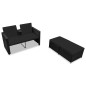 vidaXL Set de muebles de jardín 3 pzas y cojines ratán sintético negro vidaXL Set de muebles de jardín 3 pzas y cojines ratán sintético negro