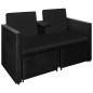 vidaXL Set de muebles de jardín 3 pzas y cojines ratán sintético negro vidaXL Set de muebles de jardín 3 pzas y cojines ratán sintético negro