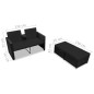 vidaXL Set de muebles de jardín 3 pzas y cojines ratán sintético negro vidaXL Set de muebles de jardín 3 pzas y cojines ratán sintético negro