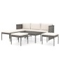 vidaXL Set de muebles de jardín 6 pzas y cojines ratán sintético gris vidaXL Set de muebles de jardín 6 pzas y cojines ratán sintético gris