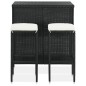 vidaXL Set mesa y sillas de bar jardín 3 piezas ratán sintético negro vidaXL Set mesa y sillas de bar jardín 3 piezas ratán sintético negro