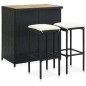 vidaXL Set de mesa y sillas de bar jardín 3 pzas ratán sintético negro vidaXL Set de mesa y sillas de bar jardín 3 pzas ratán sintético negro