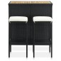 vidaXL Set de mesa y sillas de bar jardín 3 pzas ratán sintético negro vidaXL Set de mesa y sillas de bar jardín 3 pzas ratán sintético negro