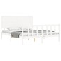vidaXL Estructura de cama matrimonio con cabecero madera maciza blanco vidaXL Estructura de cama matrimonio con cabecero madera maciza blanco
