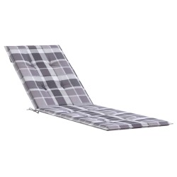 vidaXL Cojín para tumbona estampado a cuadros grises (75+105)x50x3 cm