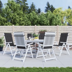 vidaXL Cojín silla de jardín respaldo alto 6 uds tela negro 120x50x3cm