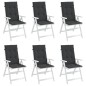 vidaXL Cojín silla de jardín respaldo alto 6 uds tela negro 120x50x3cm vidaXL Cojín silla de jardín respaldo alto 6 uds tela negro 120x50x3cm