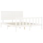 vidaXL Estructura de cama matrimonio con cabecero madera maciza blanco vidaXL Estructura de cama matrimonio con cabecero madera maciza blanco