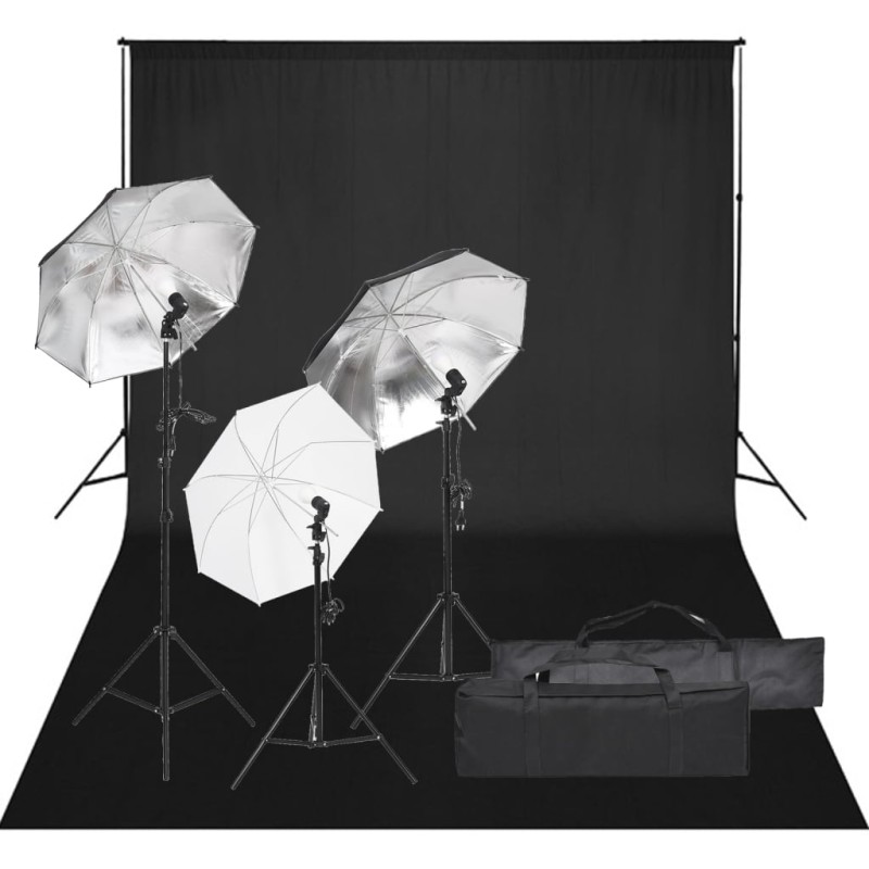 vidaXL Kit de estudio fotográfico con set de luces y fondo vidaXL Kit de estudio fotográfico con set de luces y fondo