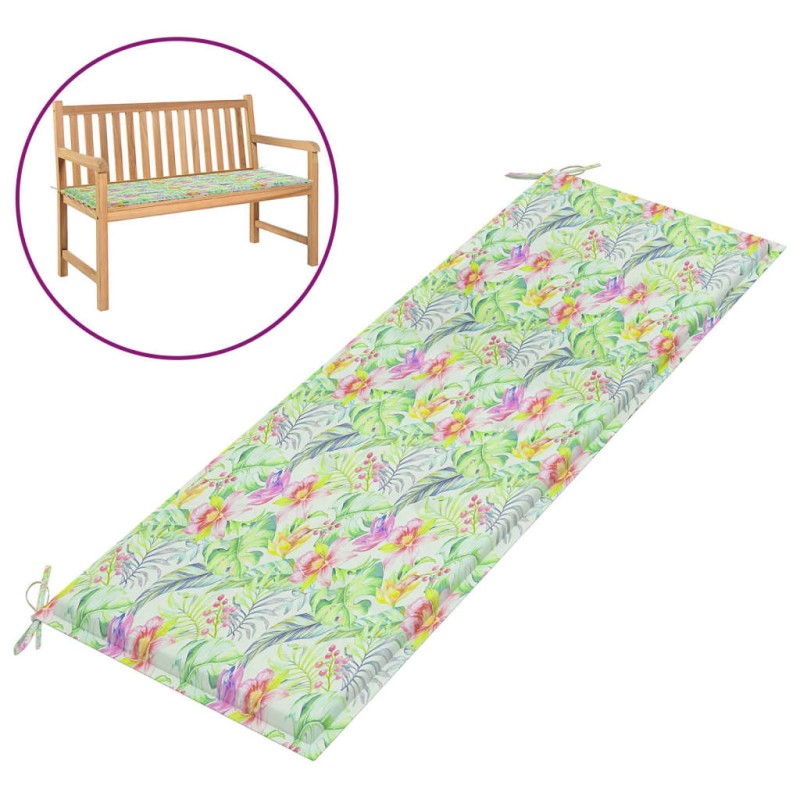 vidaXL Cojín banco de jardín tela Oxford estampado hojas 150x50x3 cm vidaXL Cojín banco de jardín tela Oxford estampado hojas 150x50x3 cm