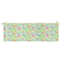 vidaXL Cojín banco de jardín tela Oxford estampado hojas 150x50x3 cm