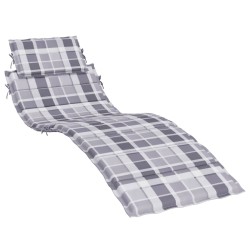 vidaXL Cojín de tumbona de tela Oxford a cuadros gris 186x58x3 cm