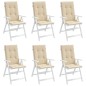 vidaXL Cojín silla de jardín respaldo alto 6 uds tela beige 120x50x3cm