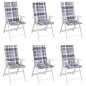 vidaXL Cojín silla jardín respaldo alto 6 uds cuadros gris 120x50x3 cm vidaXL Cojín silla jardín respaldo alto 6 uds cuadros gris 120x50x3 cm