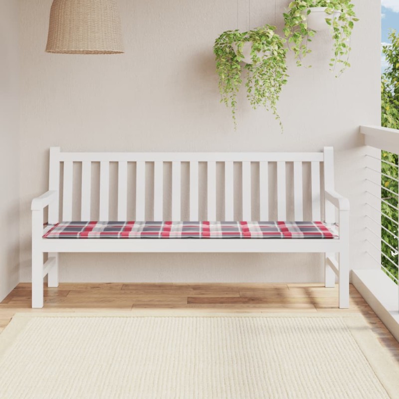 vidaXL Cojín de banco de jardín tela Oxford a cuadros rojo 180x50x3 cm vidaXL Cojín de banco de jardín tela Oxford a cuadros rojo 180x50x3 cm