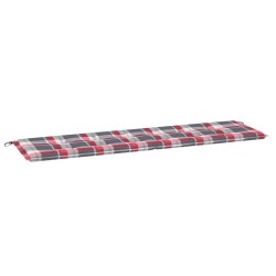 vidaXL Cojín de banco de jardín tela Oxford a cuadros rojo 180x50x3 cm