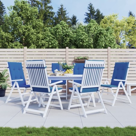 vidaXL Cojín silla de jardín respaldo alto 6 uds tela azul 120x50x3 cm