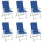 vidaXL Cojín silla de jardín respaldo alto 6 uds tela azul 120x50x3 cm vidaXL Cojín silla de jardín respaldo alto 6 uds tela azul 120x50x3 cm