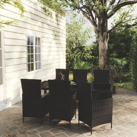 vidaXL Juego de comedor de jardín 7 piezas ratán sintético negro