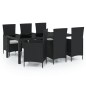 vidaXL Juego de comedor de jardín 7 piezas ratán sintético negro vidaXL Juego de comedor de jardín 7 piezas ratán sintético negro