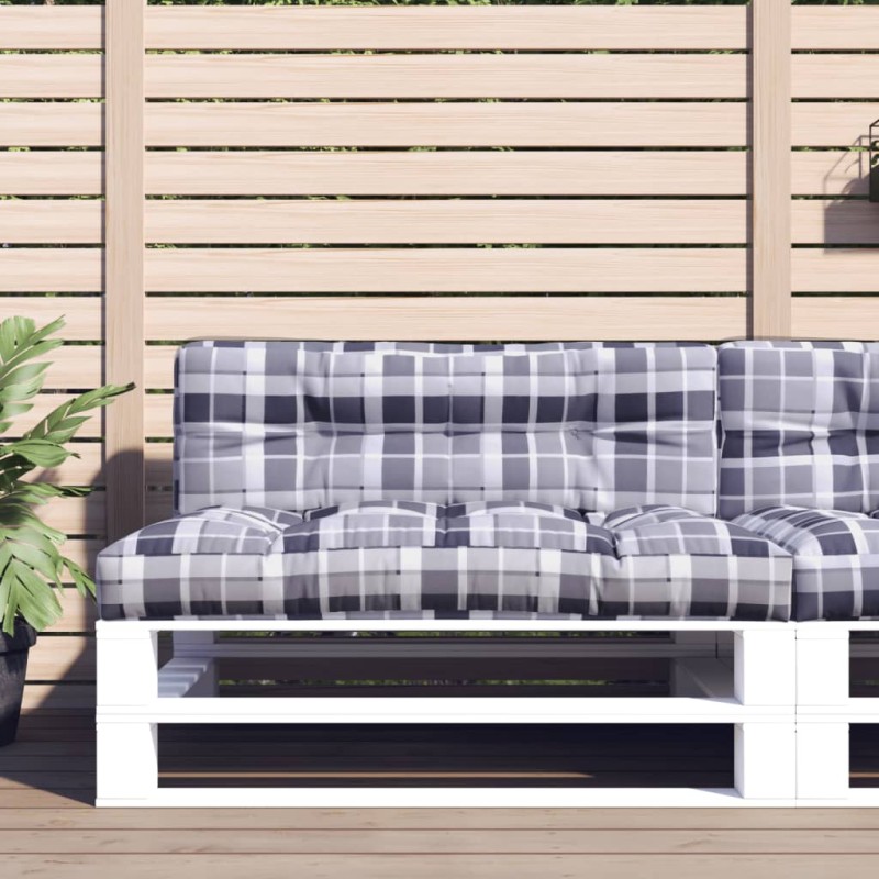 vidaXL Cojín para sofá de palets de tela a cuadros gris 120x40x12 cm vidaXL Cojín para sofá de palets de tela a cuadros gris 120x40x12 cm