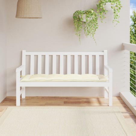 vidaXL Cojín de banco de jardín tela Oxford blanco crema 150x50x7 cm