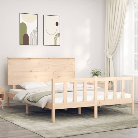 vidaXL Estructura de cama con cabecero madera maciza 160x200 cm