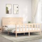 vidaXL Estructura de cama con cabecero madera maciza 160x200 cm